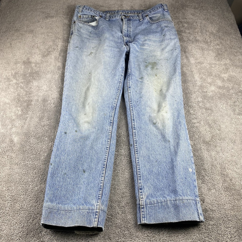 VTG Levis 516 Straight Jeans Mens 36x27 Blue‎ Light Wash Cotton Hemmed
